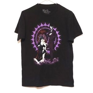 Black Butler Men's Black Short Sleeved Graphic Gothic Manga T-shirt EUC Size M